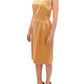 Elegant Bronze Silk Knee-Length Sheath Dress