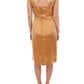 Elegant Bronze Silk Knee-Length Sheath Dress