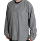 Elegant Gray Striped Silk Crewneck Pullover