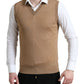 Elegant Sleeveless V-Neck Wool Sweater