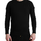 Elegant Black Cotton Crewneck Pullover Sweater