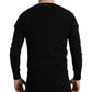 Elegant Black Cotton Crewneck Pullover Sweater