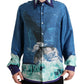 Elegant Ocean Print Silk Shirt