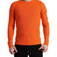 Sleek Sunset Orange Knitted Pullover Sweater