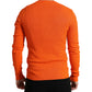 Sleek Sunset Orange Knitted Pullover Sweater