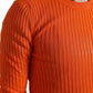 Sleek Sunset Orange Knitted Pullover Sweater