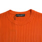 Sleek Sunset Orange Knitted Pullover Sweater