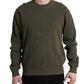 Elegant Green Crew Neck Cotton Sweater