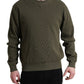 Elegant Green Crew Neck Cotton Sweater