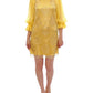 Yellow Lace Crystal Embellished Mini Dress