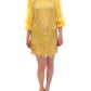 Yellow Lace Crystal Embellished Mini Dress