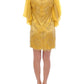 Yellow Lace Crystal Embellished Mini Dress