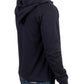 Elegant Blue Hooded Cotton Sweater