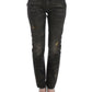 Sleek Gray Straight Leg Distressed Jeans