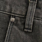 Sleek Gray Straight Leg Distressed Jeans