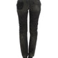 Sleek Gray Straight Leg Distressed Jeans