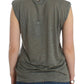 Chic Sleeveless Gray Top with Blue Detailing