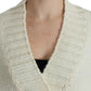 Elegant White Knitted Cape-Cardigan Hybrid