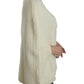 Elegant White Knitted Cape-Cardigan Hybrid