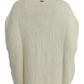 Elegant White Knitted Cape-Cardigan Hybrid