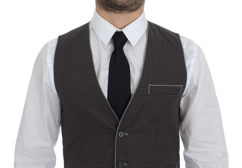 Elegant Gray Cotton Dress Vest