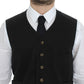 Elegant Black Cotton Blend Dress Vest