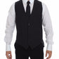 Sleek Gray Wool Dress Vest