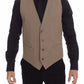 Elegant Beige Cotton Dress Vest – Slim Fit