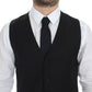 Elegant Black Wool Silk Dress Vest