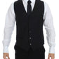 Elegant Black Wool Silk Dress Vest