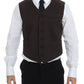 Brown Cotton Blend Dress Vest Gilet