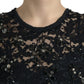 Exquisite Black Floral Lace Crystal Sheath Dress