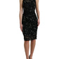 Exquisite Black Floral Lace Crystal Sheath Dress