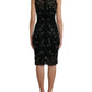 Exquisite Black Floral Lace Crystal Sheath Dress