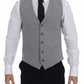 Elegant Gray Cotton Stretch Dress Vest