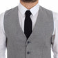 Elegant Gray Cotton Stretch Dress Vest