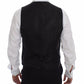 Elegant Black Striped Single Breasted Dress Vest