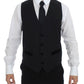 Elegant Black Wool Formal Dress Vest