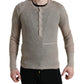 Elegant Beige Henley Cashmere Sweater