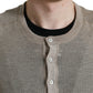 Elegant Beige Henley Cashmere Sweater