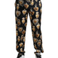 Chic Heart Print Silk Pajama Pants