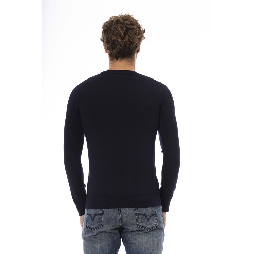 Blue Wool Men Sweater