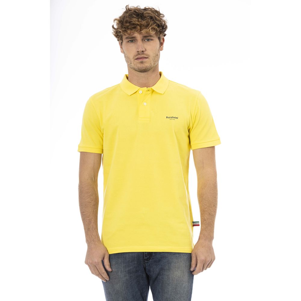 Yellow Cotton Men Polo