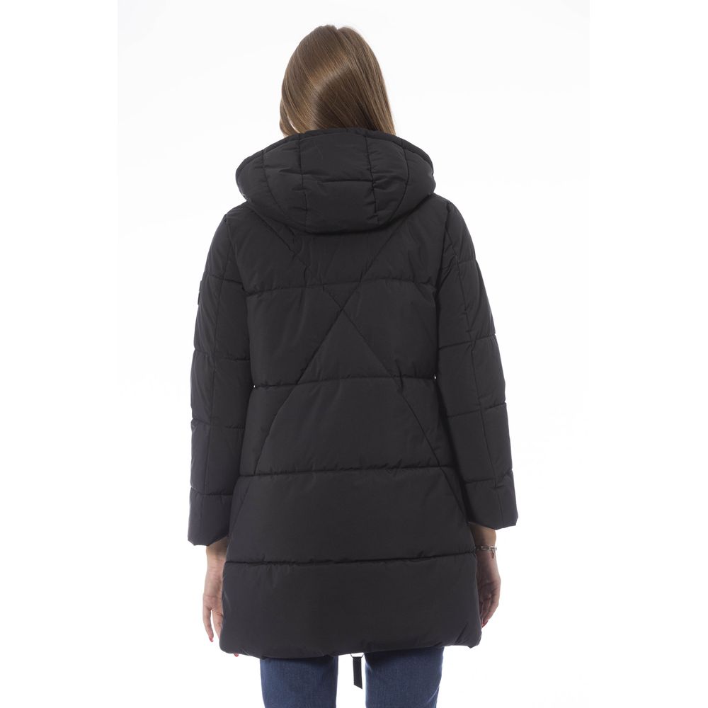 Black Polyester Women Coat