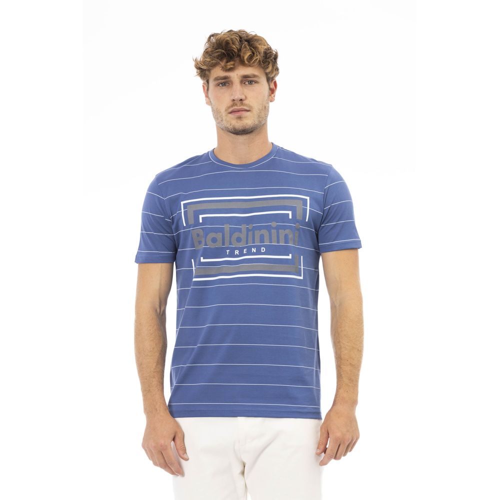 Blue Cotton Men T-Shirt