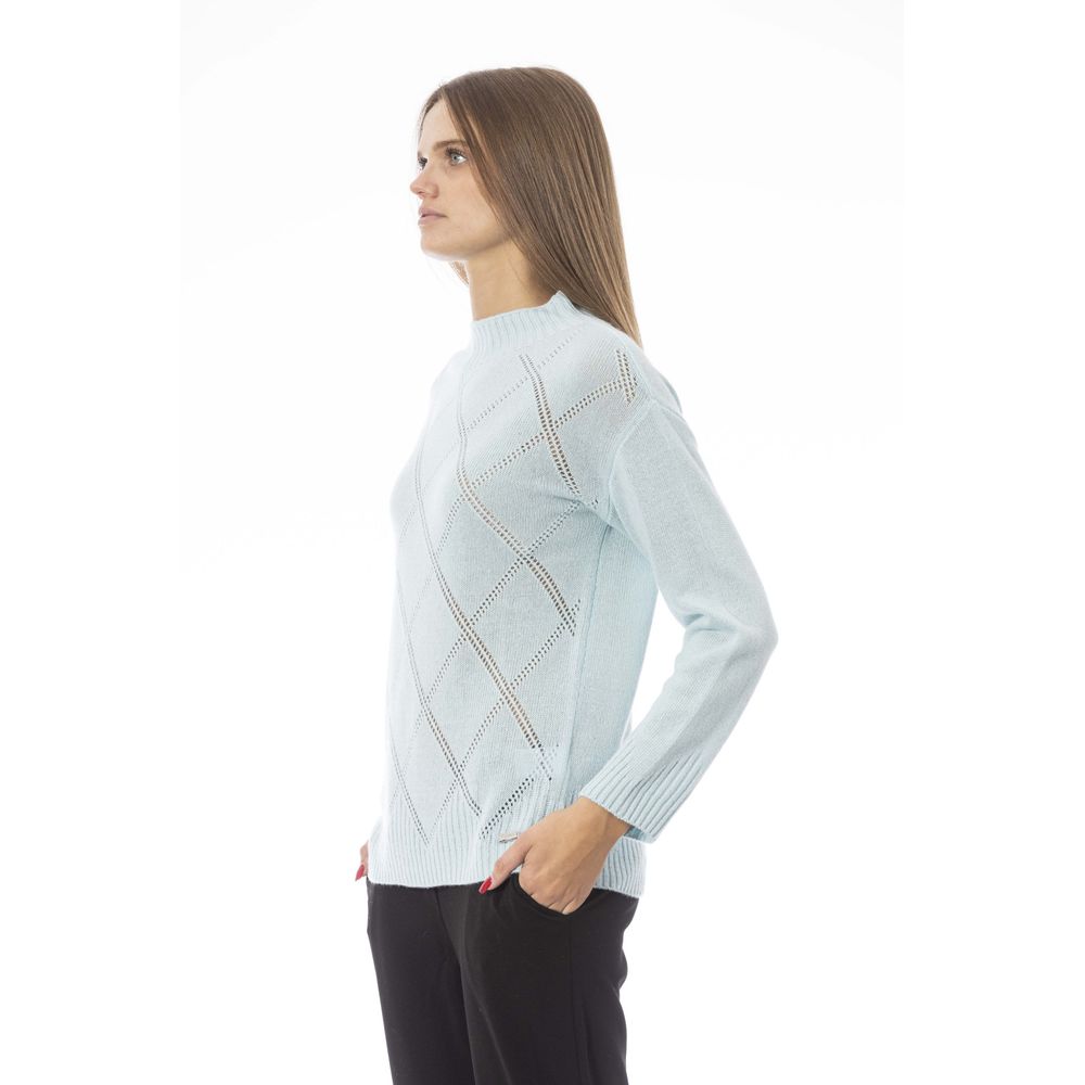 Light Blue Wool Women Sweater