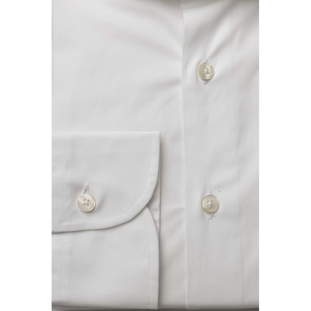 White Cotton Men's Slim Shirt