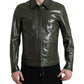 Emerald Elegance Leather Biker Jacket