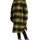 Chic Plaid Long Coat in Sunshine Yellow