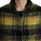 Chic Plaid Long Coat in Sunshine Yellow